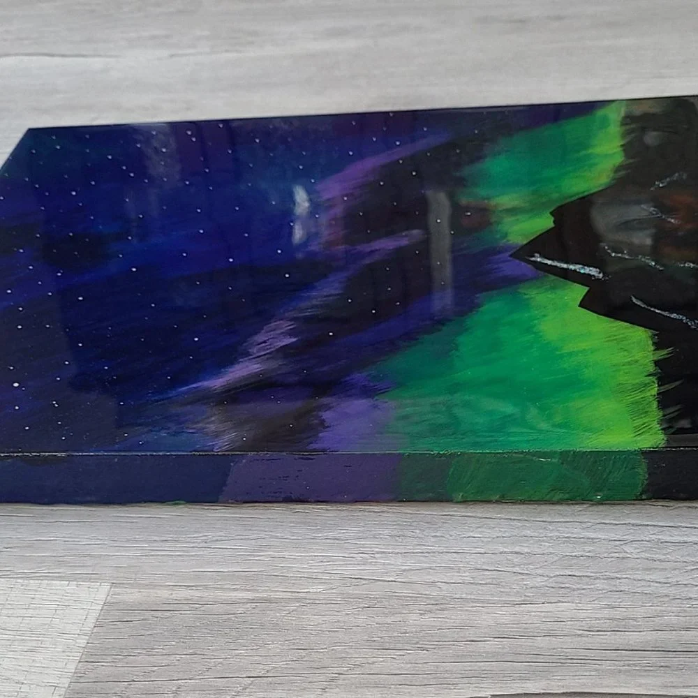 Original Art, Northern Lights, Acrylic Painting With Resin - Picture 4 of 7